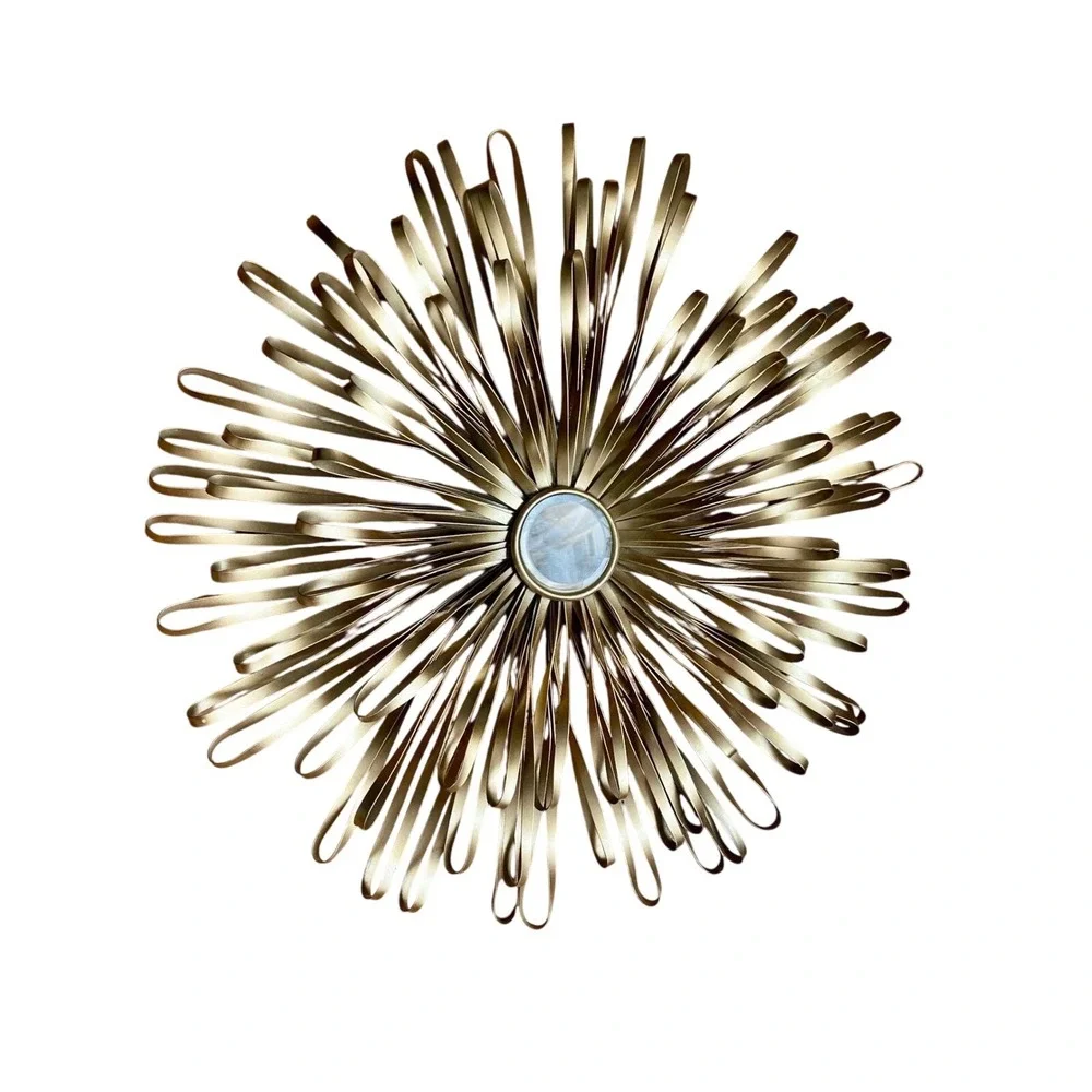 Vintage Starburst Sunburst Mirror Wall Art Gold Metal Mid‎ Century Modern Accent